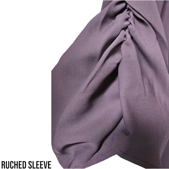 TORRID Plus Size Harper Georgette Sassafras Ruched Short Sleeve Blouse - Picture 4 of 16